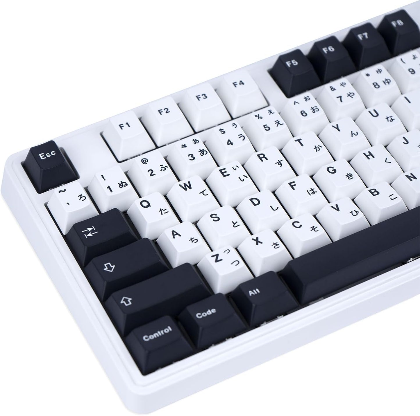 129 Keys Black and White Customized Keycap, Cherry Profile Japanese Keycaps, PBT Dye Sublimation Keycaps Set for Gateron Kailh Cherry MX Switch Gaming Mechanical Keyboards