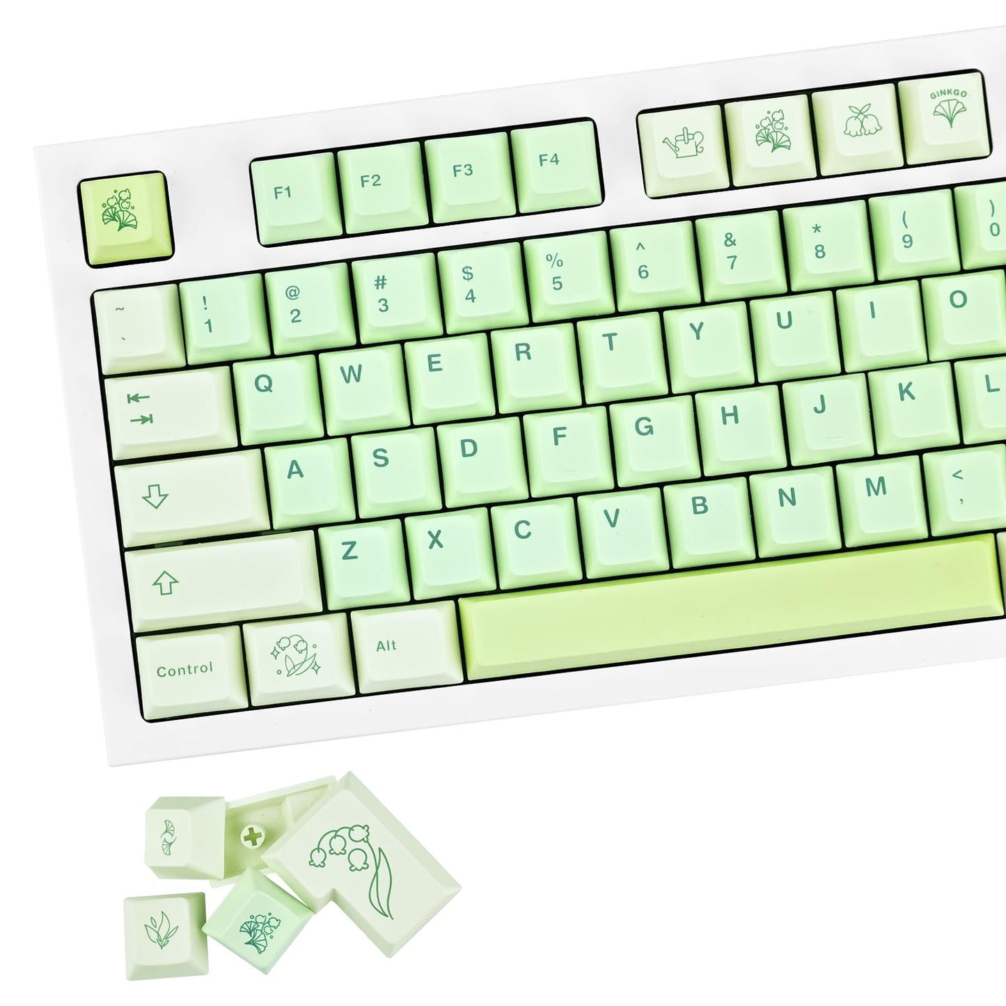 129 Keys Black and White Customized Keycap, Cherry Profile Japanese Keycaps, PBT Dye Sublimation Keycaps Set for Gateron Kailh Cherry MX Switch Gaming Mechanical Keyboards
