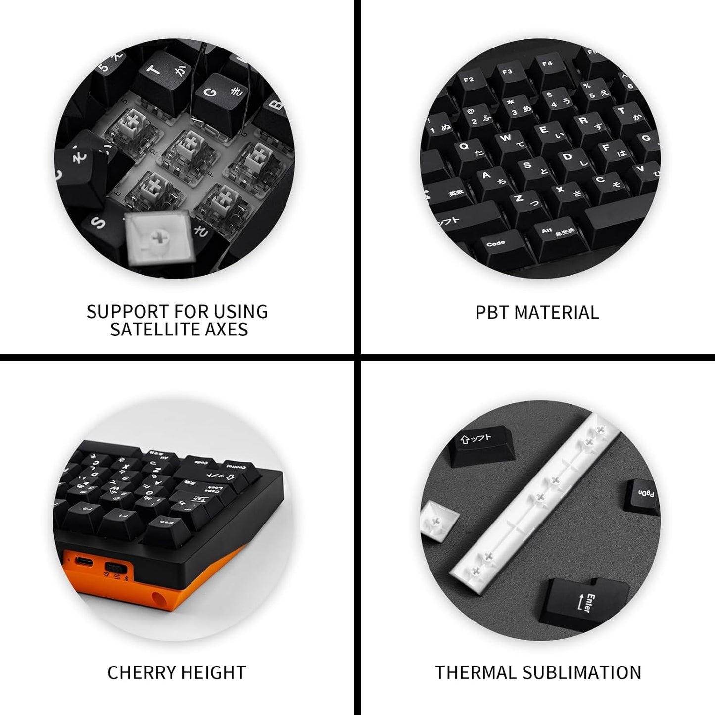 Black Japanese Keycaps 129 Keys, Minimalist Style Cherry Profile Key Caps, PBT Dye Sublimation Customized Keycaps Set Compatible with Cherry MX Switches Mechanical Keyboards