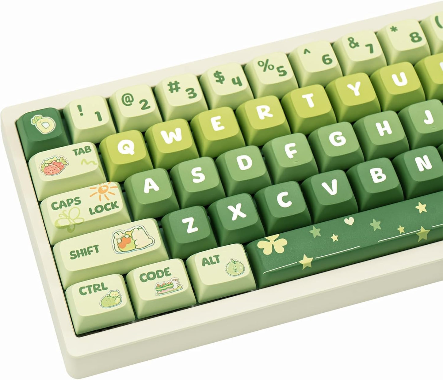 PBT Keycaps 133 Keys Gradient Green Keycap Dye Sublimation Cute Anime Key caps XDA Profile Custom Keycaps Set for Cherry Gateron MX Switches Mechanical Keyboards