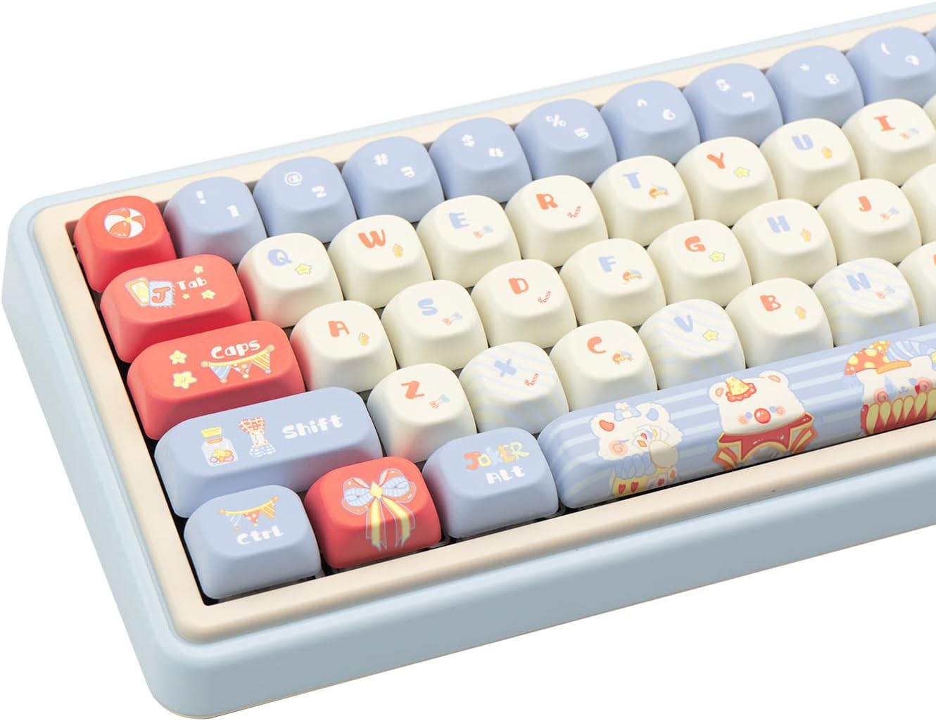 PBT Keycaps XOA Profile Key caps 120 Keys Dye Sublimation Clown Circus Theme Keycap Cute Customized Keycaps Set for ANSI Layout Cherry MX Switches Mechanical Keyboards