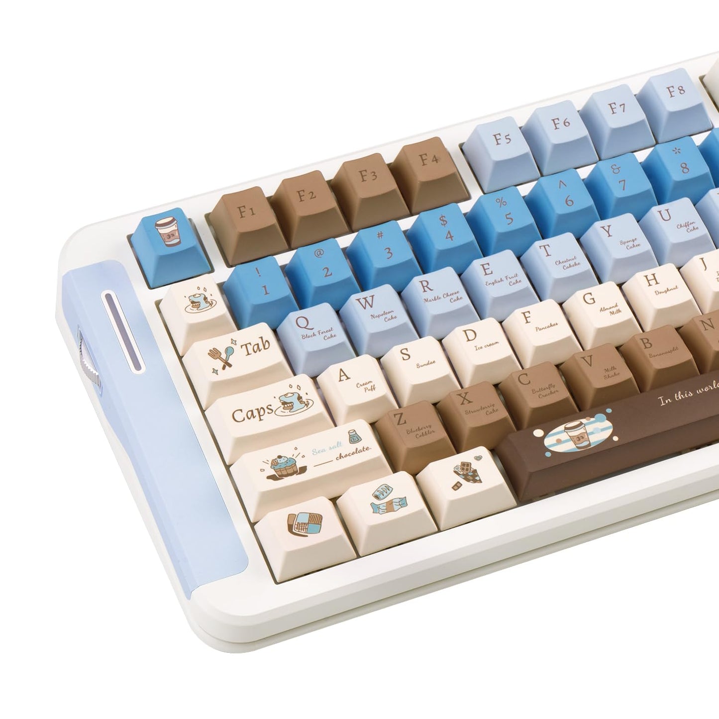 130 Keys PBT Keycaps Sea Salt Chocolate Theme Cute Keycaps Cherry Profile Dye Sublimation Custom Key Caps Set for Cherry Gateron MX Switches Mechanical Keyboards