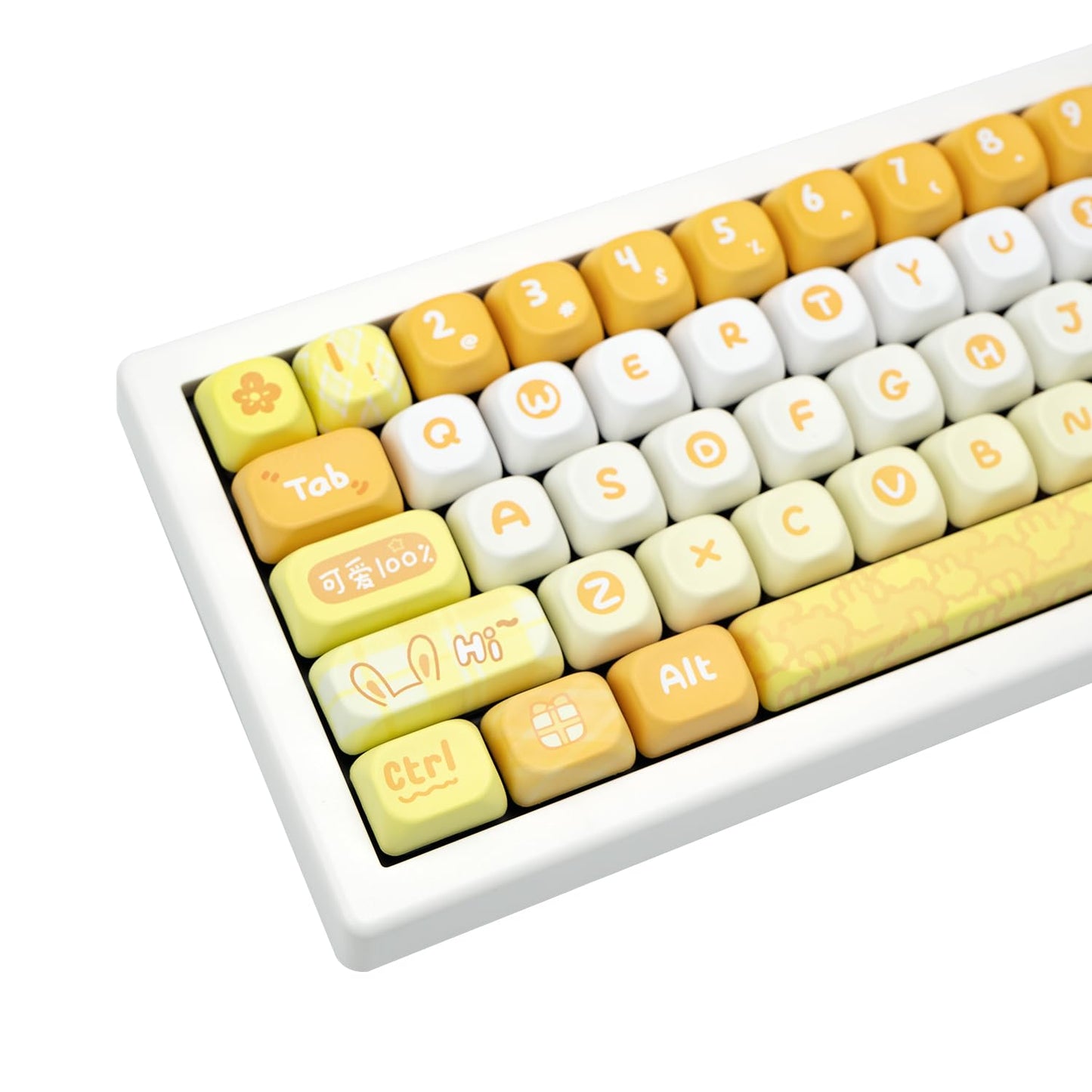 Purple PBT Keycaps, 136 Keys Dye Sublimation XOA Profile Round Keycaps Cute Bunny Keycap Set for Cherry MX Switches ANSI Layout Mechanical Keyboards
