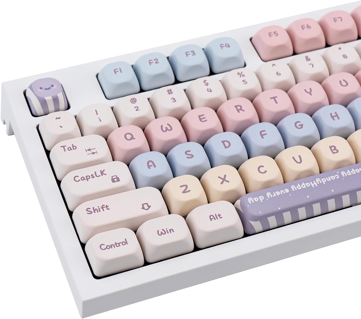 Candy Color PBT Keycaps Set XOA Profile Cute Round Keycaps 138 Keys Custom Dye-Sublimation Keyboard Keycaps for 60% 65% 70% 75% 100% Cherry Gateron MX Switches Mechanical Keyboards