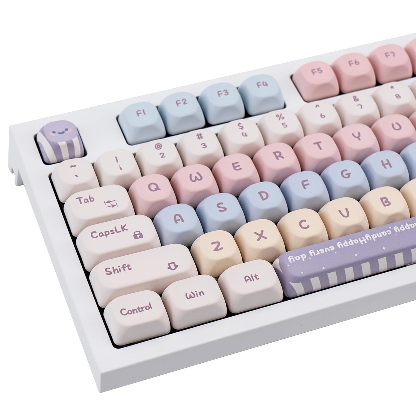 Purple PBT Keycaps, 136 Keys Dye Sublimation XOA Profile Round Keycaps Cute Bunny Keycap Set for Cherry MX Switches ANSI Layout Mechanical Keyboards