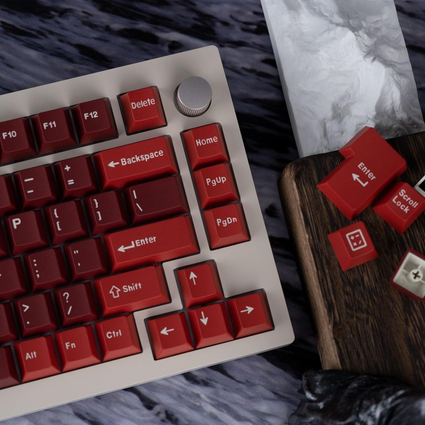 Custom PBT Keycaps 173 Keys, Double Shot Cherry Profile Keycap, Minimalist Red Key caps Set with Key Puller for Mechanical Keyboard Compatible with ANSI ISO Layout