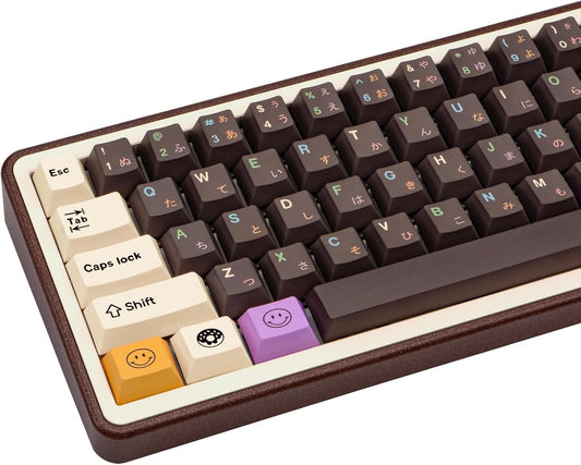 Japanese Keycaps 129 Keys Chocolate PBT Keycap Dye Sub Cherry Profile Keycaps Donut Theme Custom Key caps Set Fit for 61/64/87/104/108 Mechanical Keyboards Cherry Mx Gateron Switches