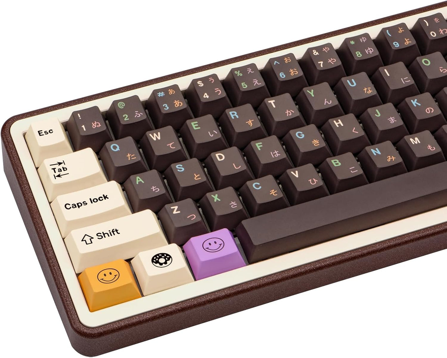 Japanese Keycaps 129 Keys Chocolate PBT Keycap Dye Sub Cherry Profile Keycaps Donut Theme Custom Key caps Set Fit for 61/64/87/104/108 Mechanical Keyboards Cherry Mx Gateron Switches