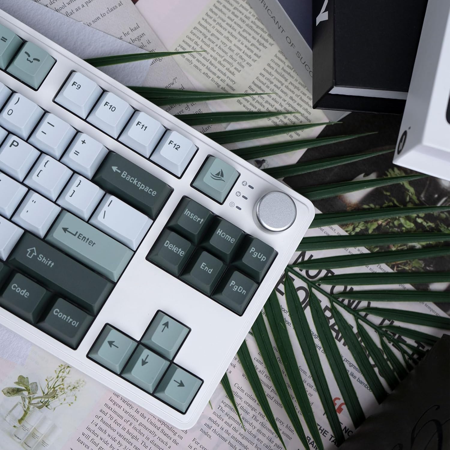 Double Shot Botanical Keycaps 173 Keys Cherry Profile PBT Custom Keyboard Keycaps Set with 7u Spacebar for 61/64//87/100/104/108 Mx Switches Mechanical Gaming Keyboard