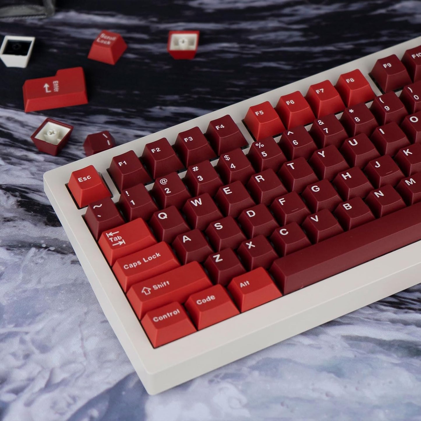 Custom PBT Keycaps 173 Keys, Double Shot Cherry Profile Keycap, Minimalist Red Key caps Set with Key Puller for Mechanical Keyboard Compatible with ANSI ISO Layout