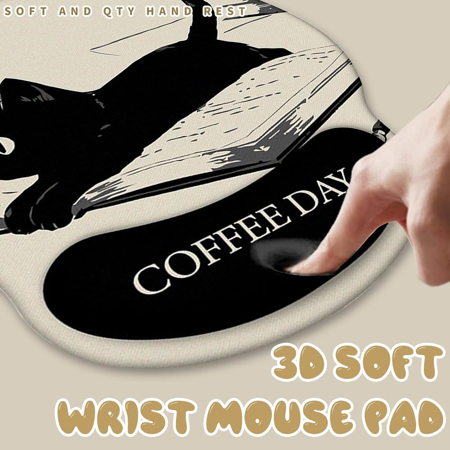 Gaming Mouse Pad Wrist Rest, Non-Slip Rubber Base, Easy Pain Relief Comfortable Mouse Pad for Home Office Laptop Mac
