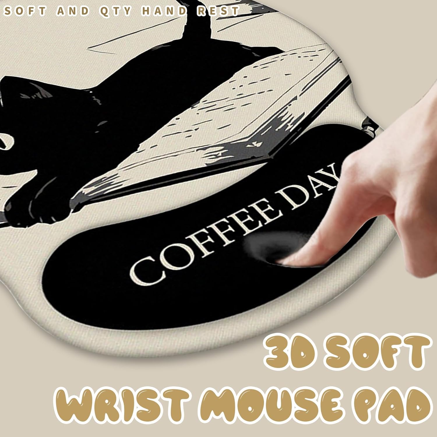 Gaming Mouse Pad Wrist Rest, Non-Slip Rubber Base, Easy Pain Relief Comfortable Mouse Pad for Home Office Laptop Mac