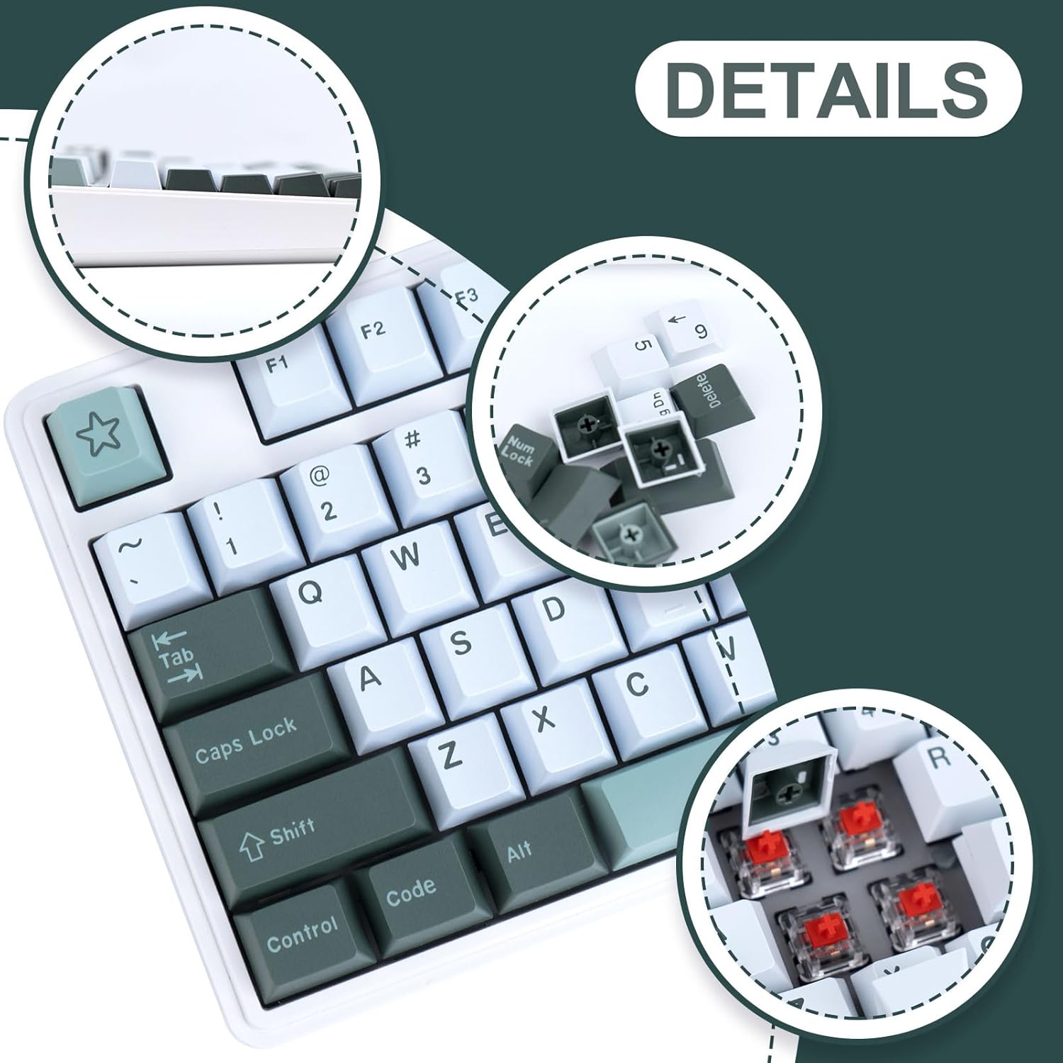 Double Shot Botanical Keycaps 173 Keys Cherry Profile PBT Custom Keyboard Keycaps Set with 7u Spacebar for 61/64//87/100/104/108 Mx Switches Mechanical Gaming Keyboard