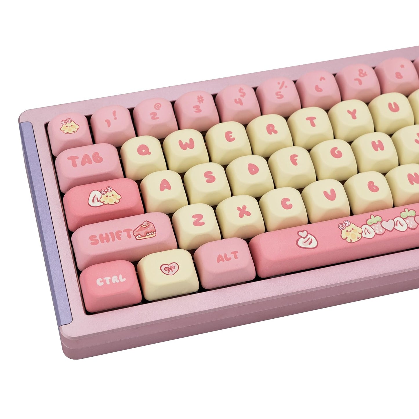 Purple PBT Keycaps, 136 Keys Dye Sublimation XOA Profile Round Keycaps Cute Bunny Keycap Set for Cherry MX Switches ANSI Layout Mechanical Keyboards