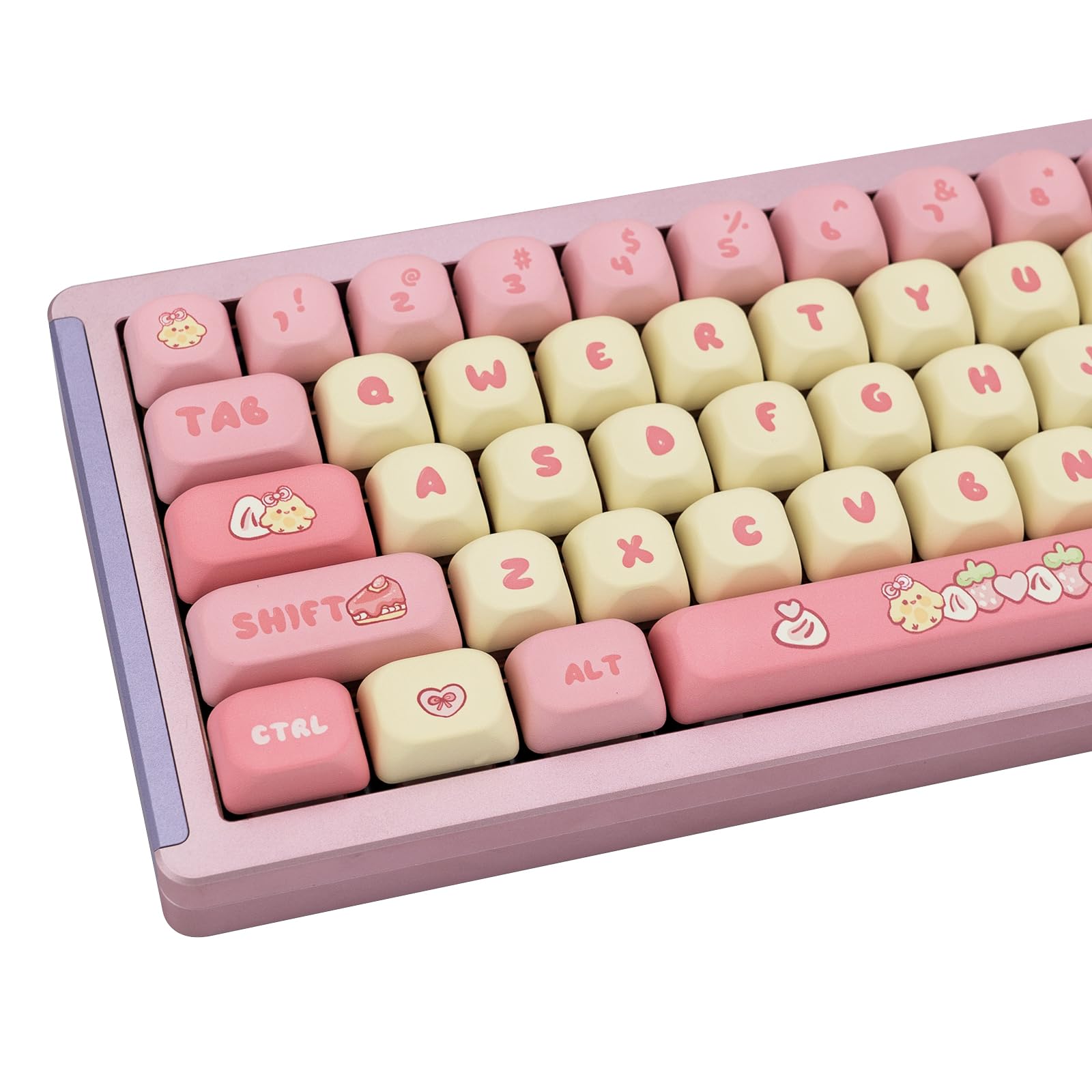 Purple PBT Keycaps, 136 Keys Dye Sublimation XOA Profile Round Keycaps Cute Bunny Keycap Set for Cherry MX Switches ANSI Layout Mechanical Keyboards