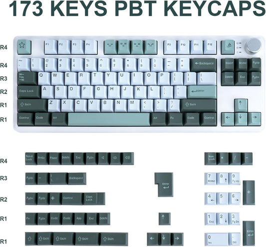 Double Shot Botanical Keycaps 173 Keys Cherry Profile PBT Custom Keyboard Keycaps Set with 7u Spacebar for 61/64//87/100/104/108 Mx Switches Mechanical Gaming Keyboard