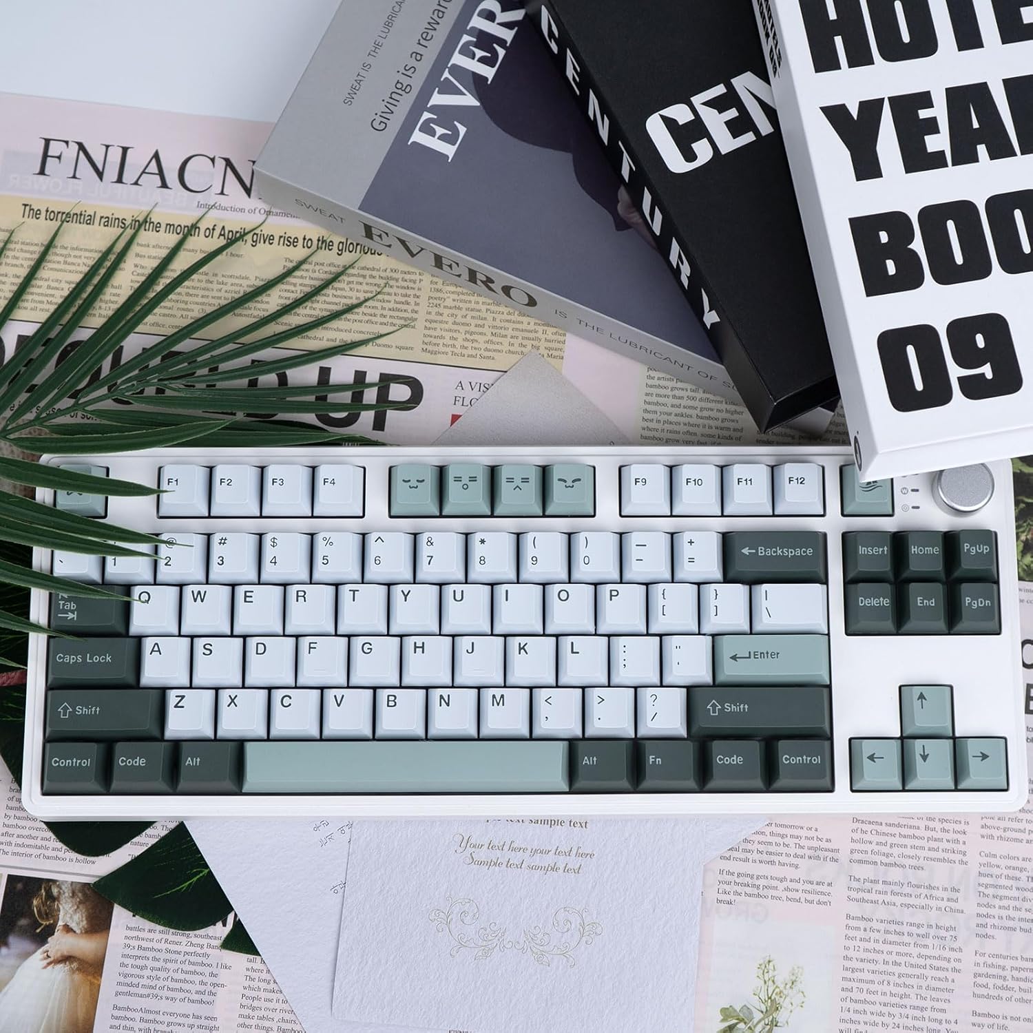 Double Shot Botanical Keycaps 173 Keys Cherry Profile PBT Custom Keyboard Keycaps Set with 7u Spacebar for 61/64//87/100/104/108 Mx Switches Mechanical Gaming Keyboard